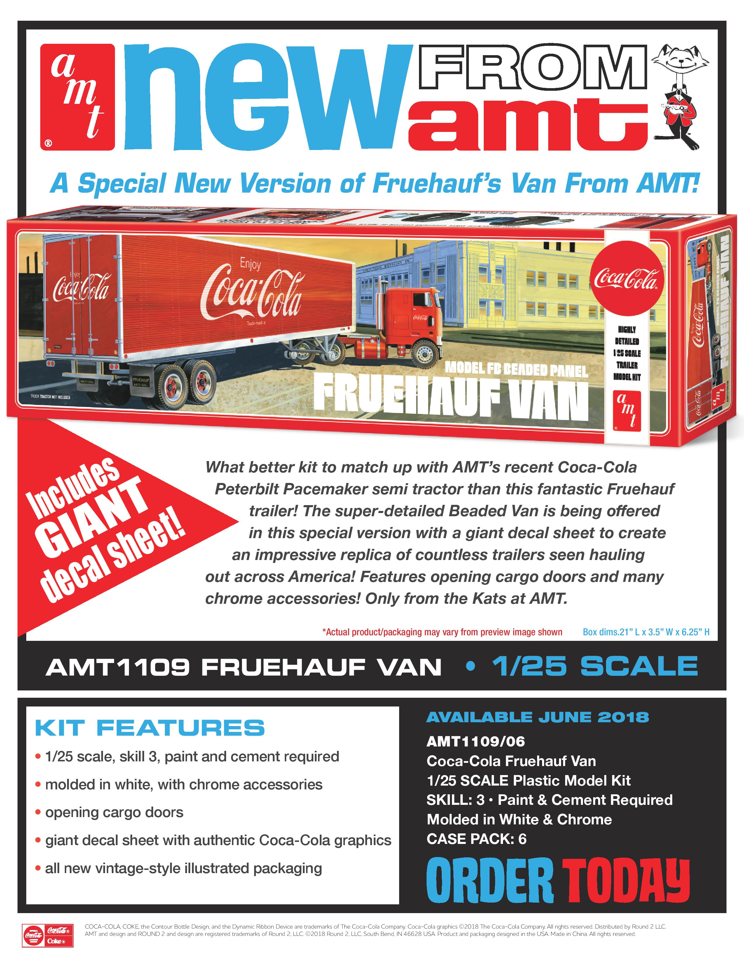 1 25 Amt Fruehauf Model Fb Beaded Panel Van Coca Cola Truck