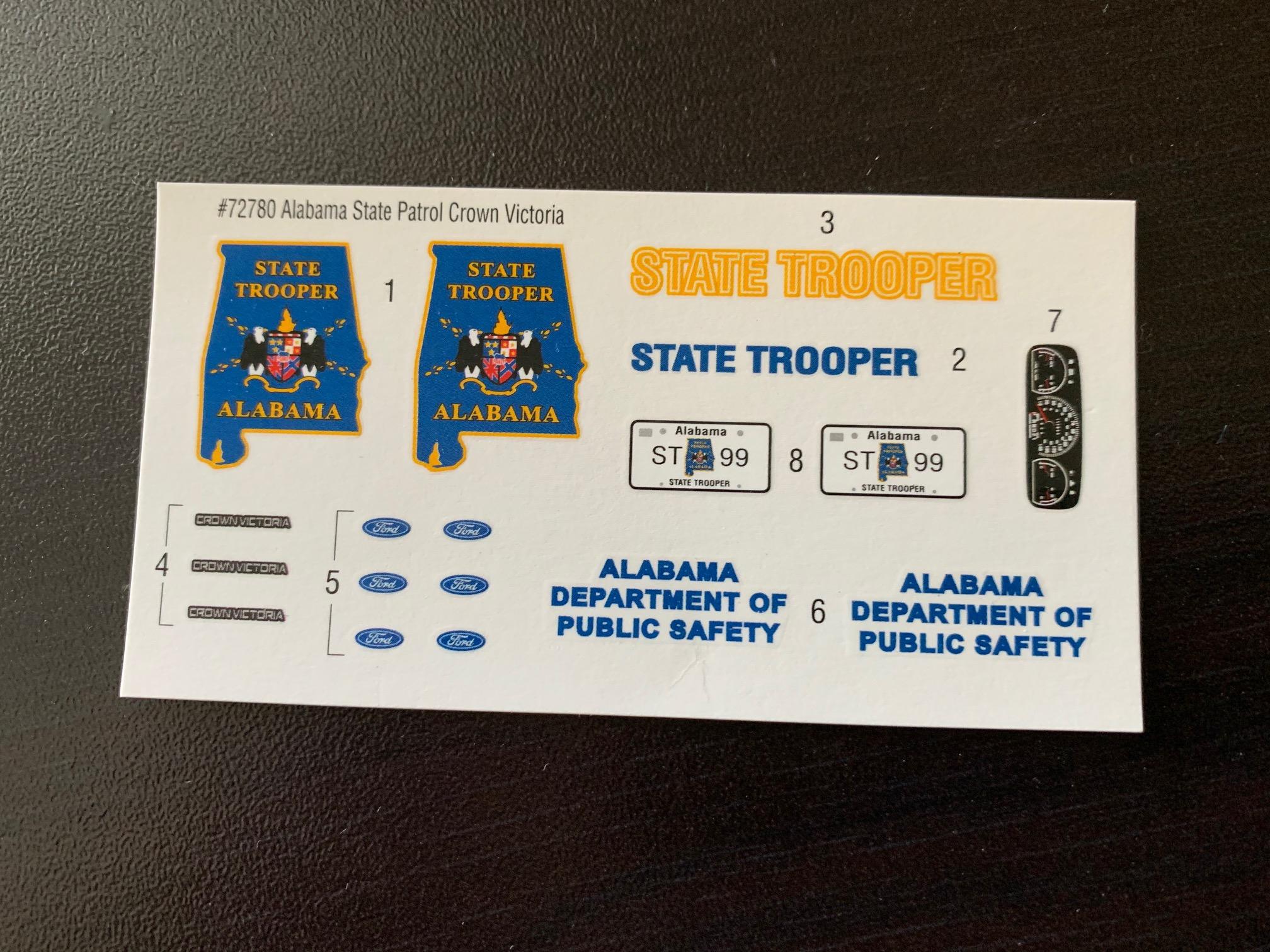 ALABAMA STATE TROOPERS 1/25-1/24 Scale Model Police Decals