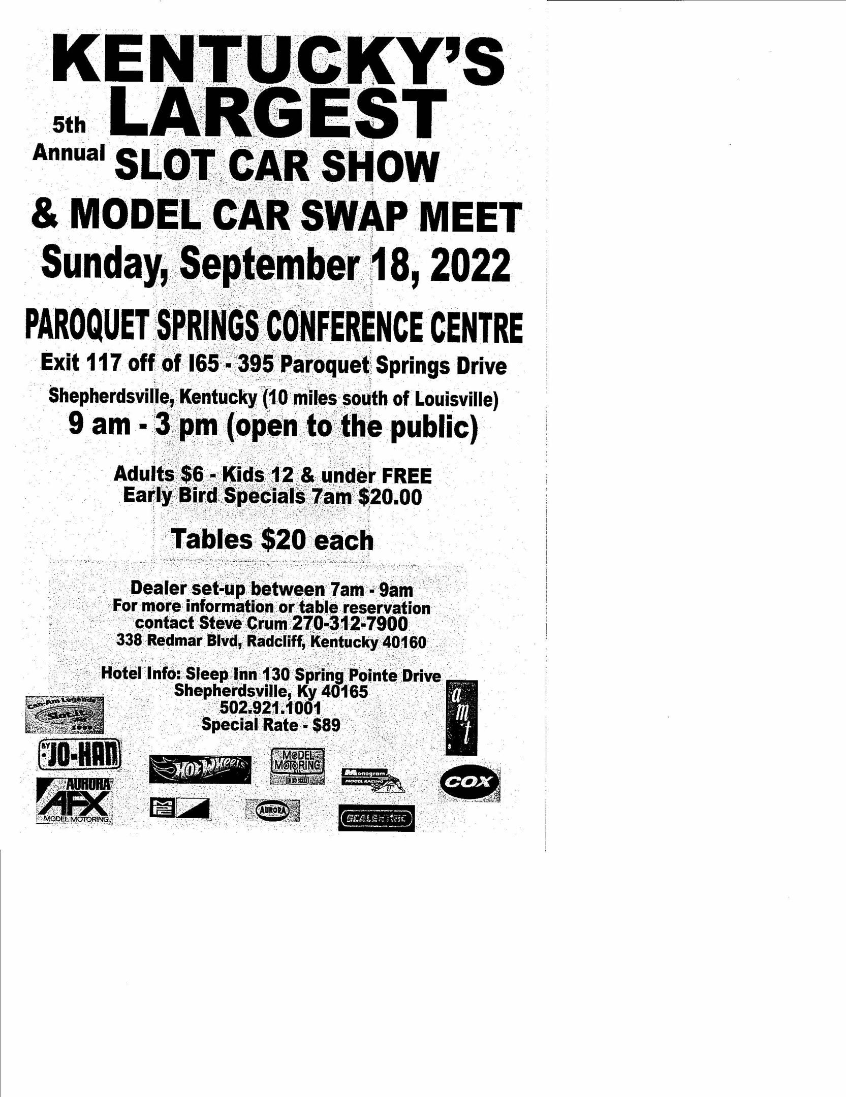 5th Annual Slot Car Show and Model Car Swap Meet Model Car Shows