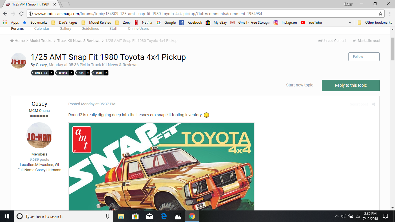 1/25 AMT Snap Fit 1980 Toyota 4x4 Pickup - Truck Kit News