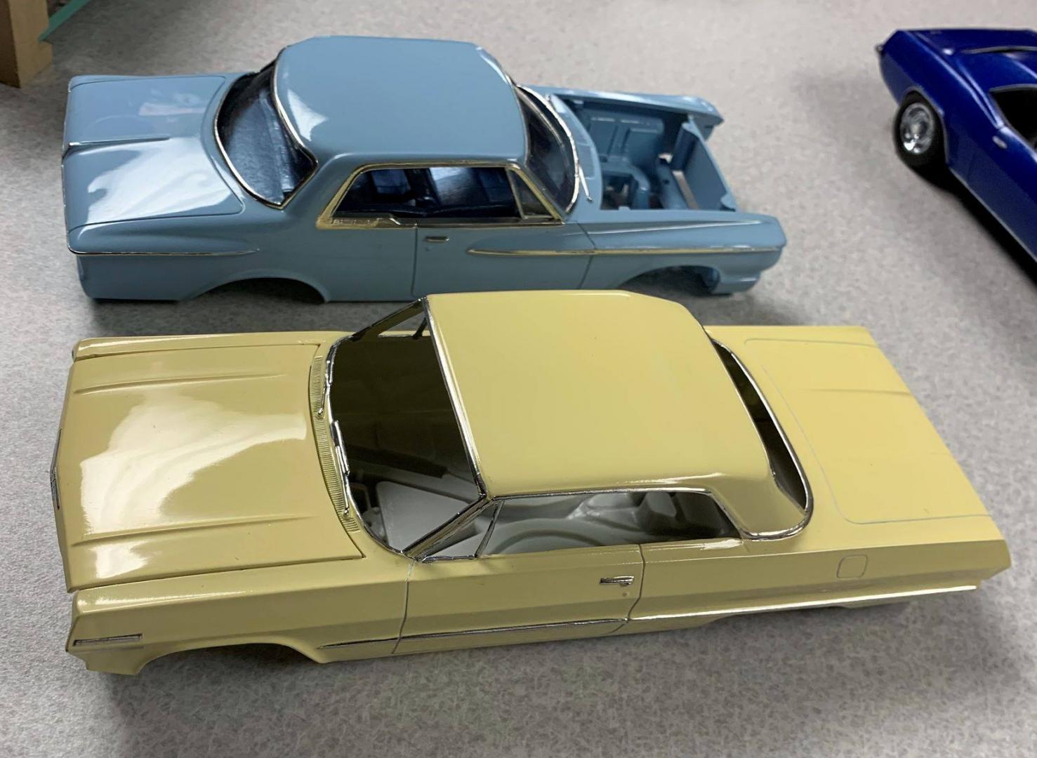 1962 Plymouth and 1963 Chev at model meeting April 28,2019,Check out the shine.jpg