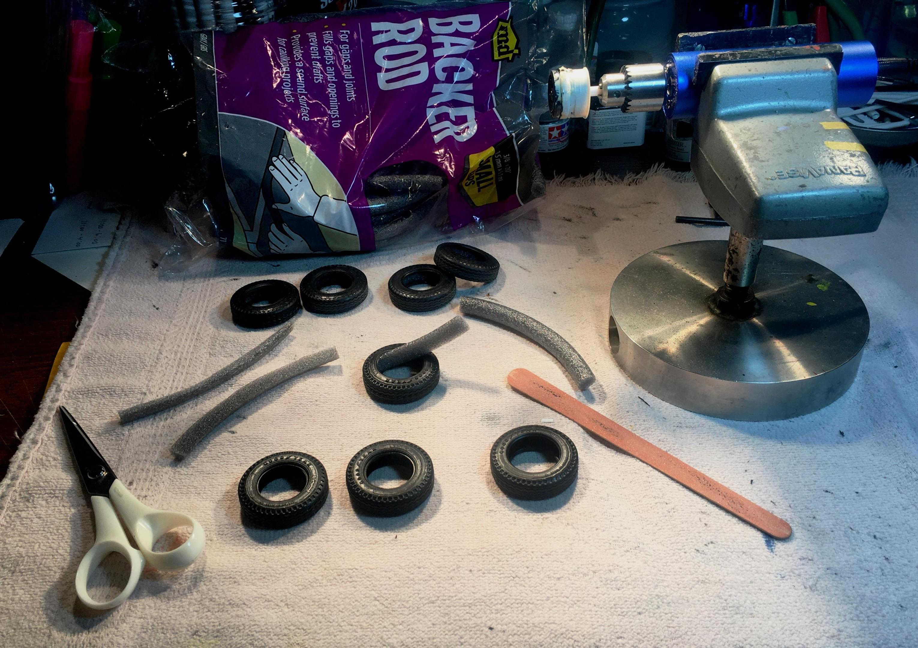 Stuffing the tires.JPG